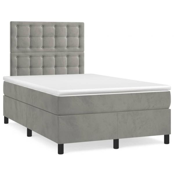 Boxspringbett mit Matratze Hellgrau 120x200 cm Samt