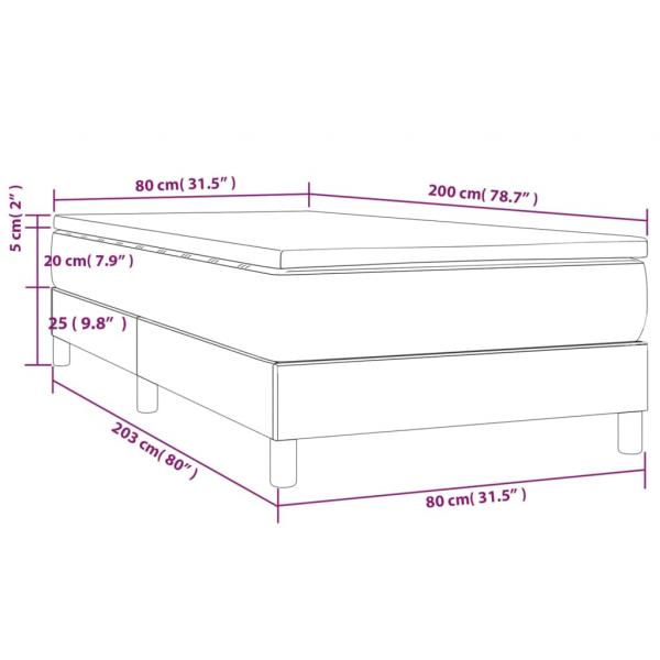 Boxspringbett mit Matratze Dunkelgrau 80x200 cm Stoff