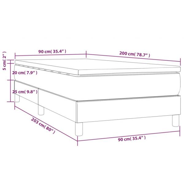 Boxspringbett mit Matratze Hellgrau 90x200 cm Stoff