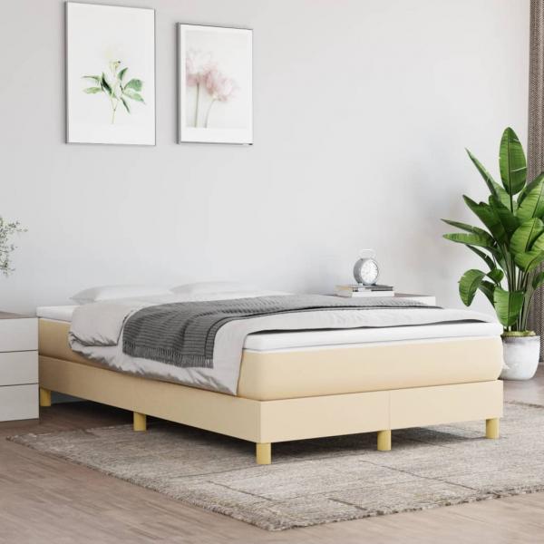 ARDEBO.de - Boxspringbett mit Matratze Creme 120x200 cm Stoff