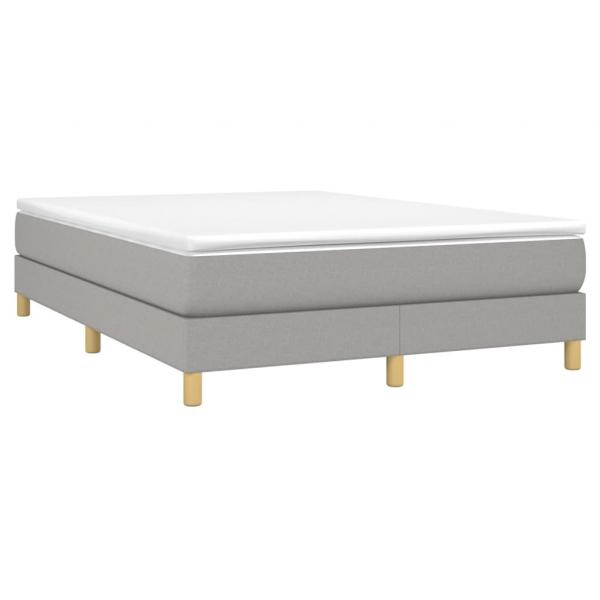 Boxspringbett mit Matratze Hellgrau 140x190 cm Stoff