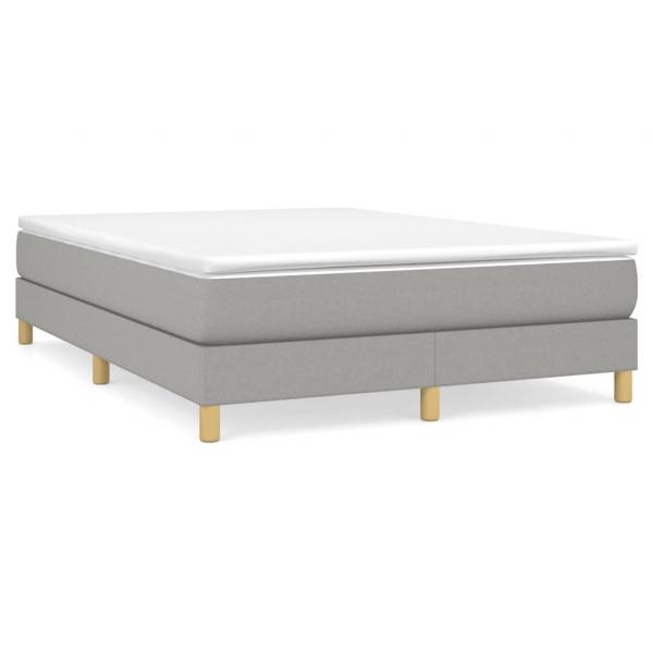 Boxspringbett mit Matratze Hellgrau 140x200 cm Stoff