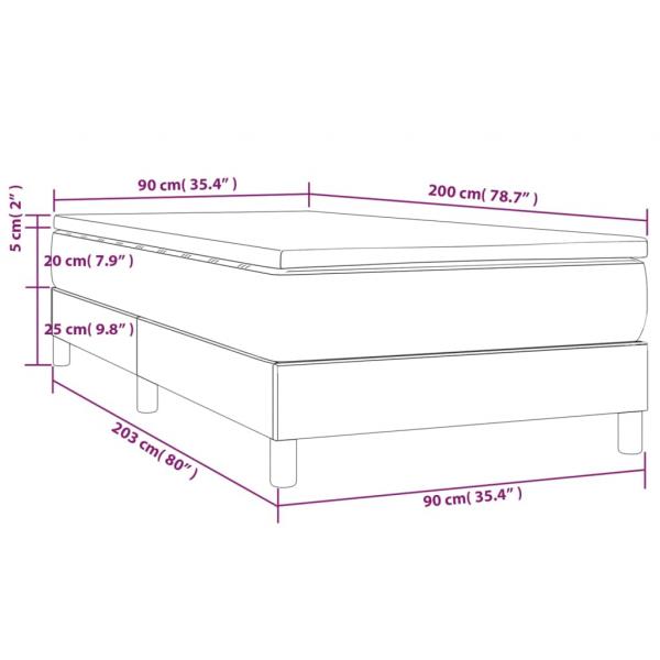 Boxspringbett mit Matratze Hellgrau 90x200 cm Samt