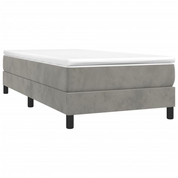 Boxspringbett mit Matratze Hellgrau 100x200 cm Samt