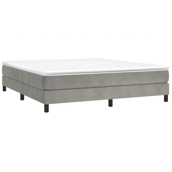 Boxspringbett mit Matratze Hellgrau 160x200 cm Samt