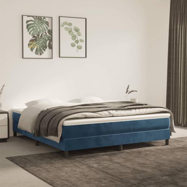 ARDEBO.de - Boxspringbett mit Matratze Dunkelblau 180x200 cm Samt