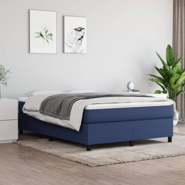 ARDEBO.de - Boxspringbett mit Matratze Blau 140x200 cm Stoff