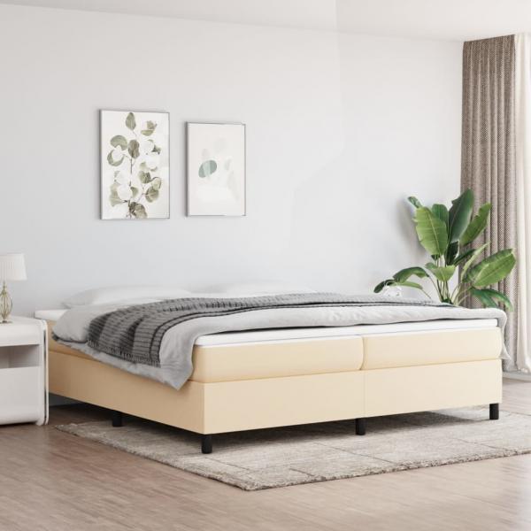 ARDEBO.de - Boxspringbett mit Matratze Creme 200x200 cm Stoff