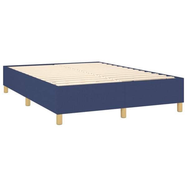 Boxspringbett mit Matratze Blau 140x190 cm Stoff