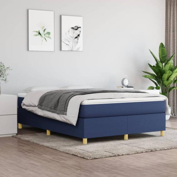 ARDEBO.de - Boxspringbett mit Matratze Blau 140x200 cm Stoff