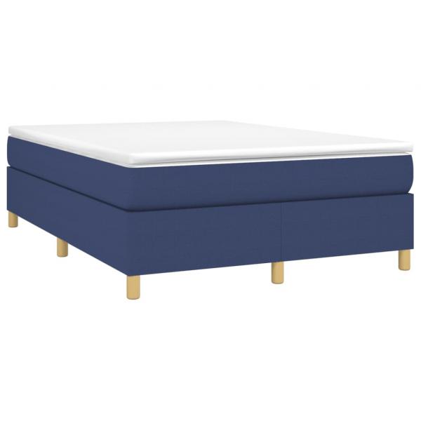 Boxspringbett mit Matratze Blau 140x200 cm Stoff