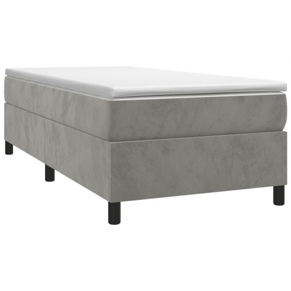 Boxspringbett mit Matratze Hellgrau 90x190 cm Samt