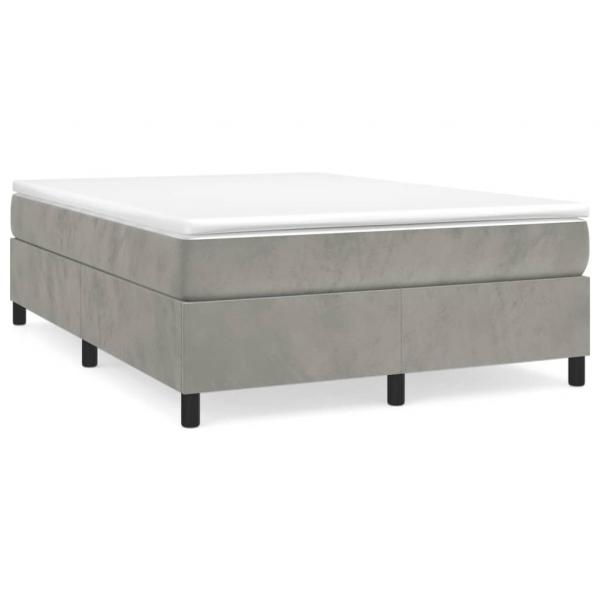 Boxspringbett mit Matratze Hellgrau 140x190 cm Samt