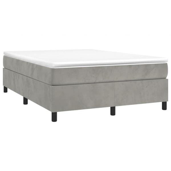 Boxspringbett mit Matratze Hellgrau 140x190 cm Samt