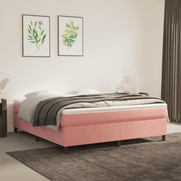 ARDEBO.de - Boxspringbett mit Matratze Rosa 160x200 cm Samt