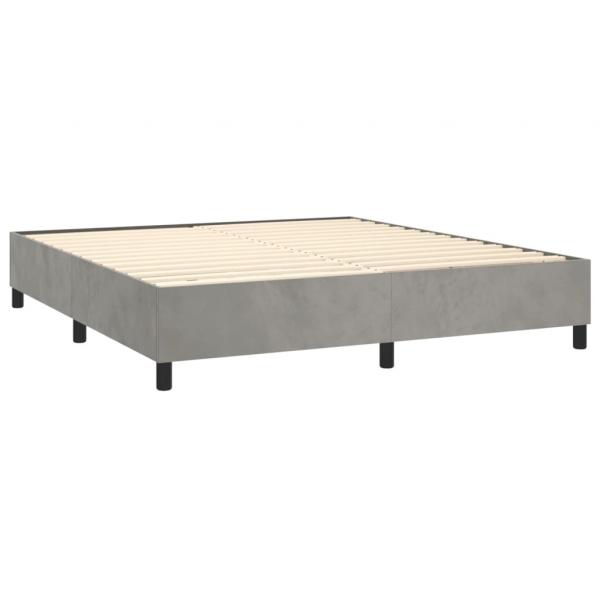 Boxspringbett mit Matratze Hellgrau 180x200 cm Samt