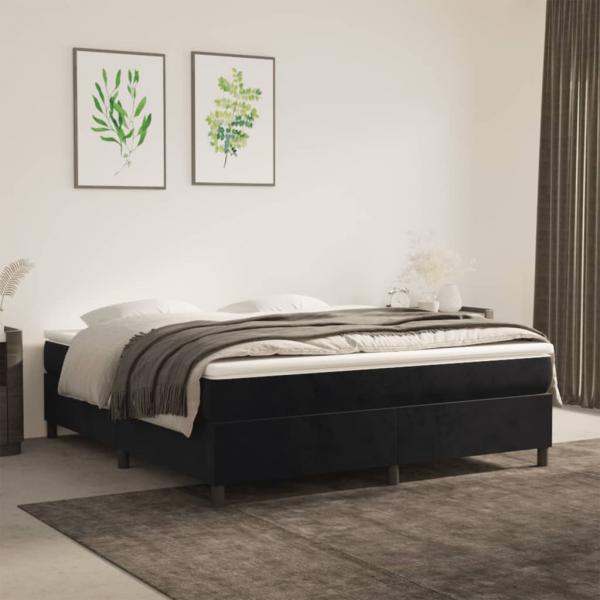 ARDEBO.de - Boxspringbett mit Matratze Schwarz 180x200 cm Samt