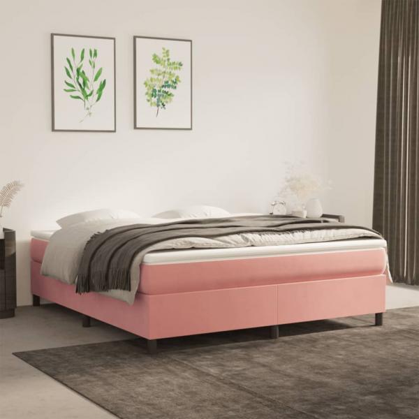 ARDEBO.de - Boxspringbett mit Matratze Rosa 180x200 cm Samt