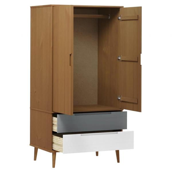 Kleiderschrank MOLDE Braun 90x55x175 cm Massivholz Kiefer