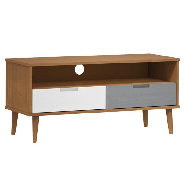 TV-Schrank MOLDE Braun 106x40x49 cm Massivholz Kiefer