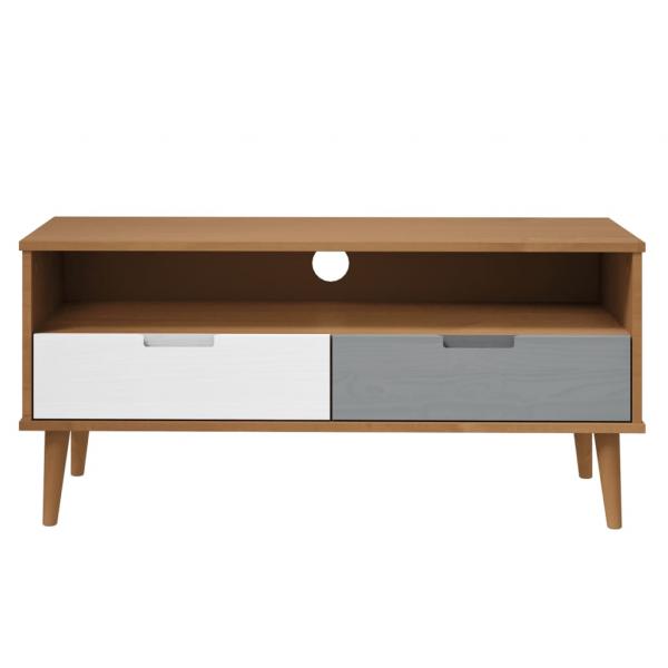 TV-Schrank MOLDE Braun 106x40x49 cm Massivholz Kiefer