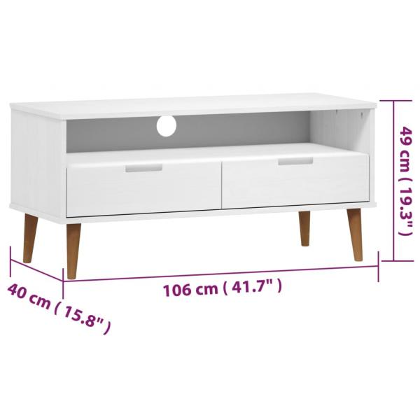 TV-Schrank MOLDE Weiß 106x40x49 cm Massivholz Kiefer