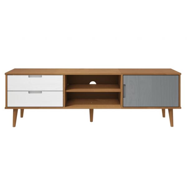 TV-Schrank MOLDE Braun 158x40x49 cm Massivholz Kiefer