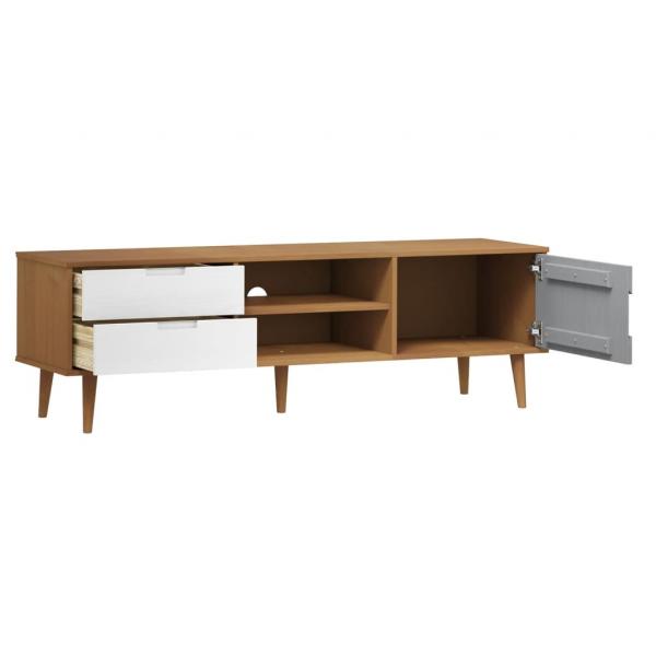 TV-Schrank MOLDE Braun 158x40x49 cm Massivholz Kiefer