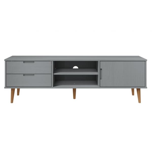 TV-Schrank MOLDE Grau 158x40x49 cm Massivholz Kiefer