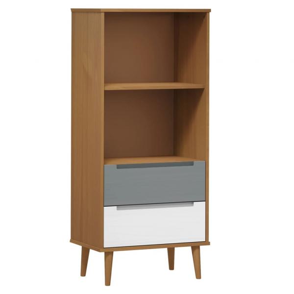 Bücherregal MOLDE Braun 60x35x133,5 cm Massivholz Kiefer