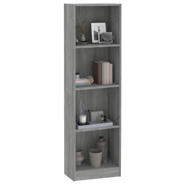 Bücherregal 4 Fächer Grau Sonoma 40x24x143 cm Holzwerkstoff