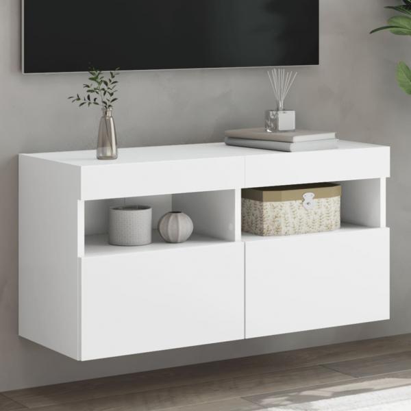 ARDEBO.de - TV-Wandschrank mit LED-Leuchten Weiß 80x30x40 cm