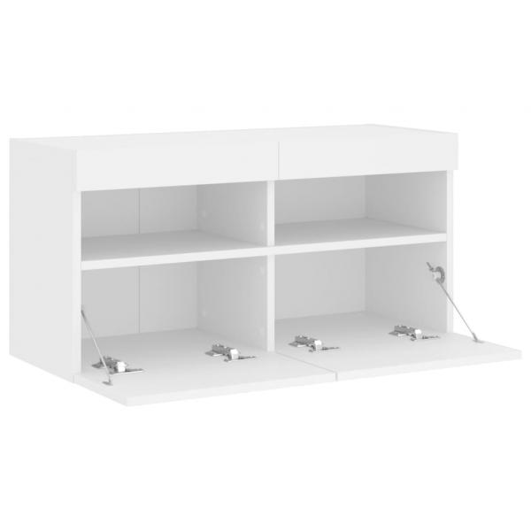 TV-Wandschrank mit LED-Leuchten Weiß 80x30x40 cm