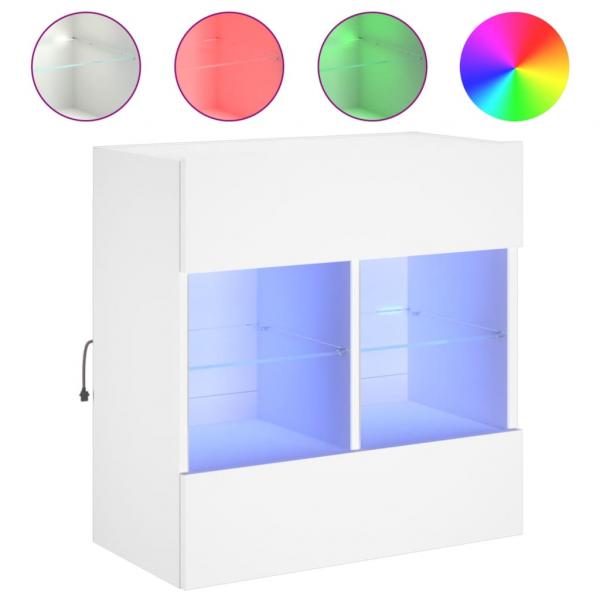 TV-Wandschrank mit LED-Leuchten Weiß 58,5x30x60,5 cm