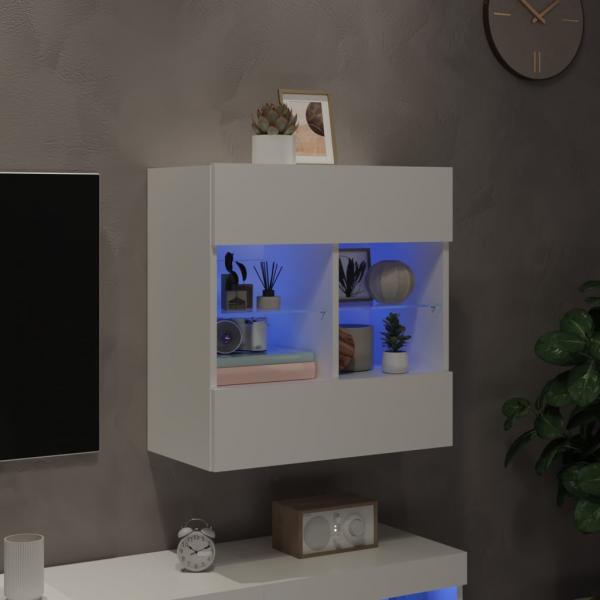 TV-Wandschrank mit LED-Leuchten Weiß 58,5x30x60,5 cm