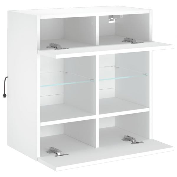 TV-Wandschrank mit LED-Leuchten Weiß 58,5x30x60,5 cm