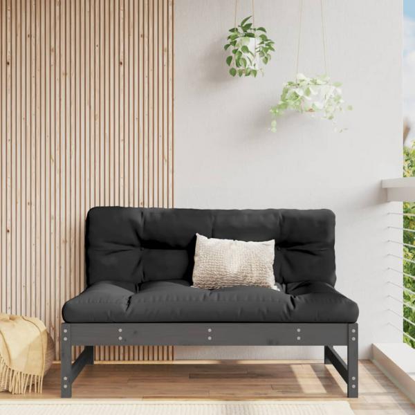 ARDEBO.de - Garten-Mittelsofa Grau 120x80 cm Massivholz Kiefer