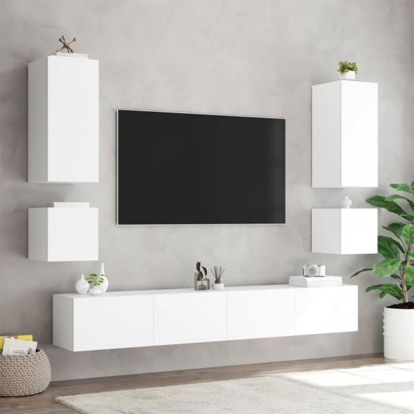 TV-Wandschrank mit LED-Leuchten Weiß 100x35x31 cm