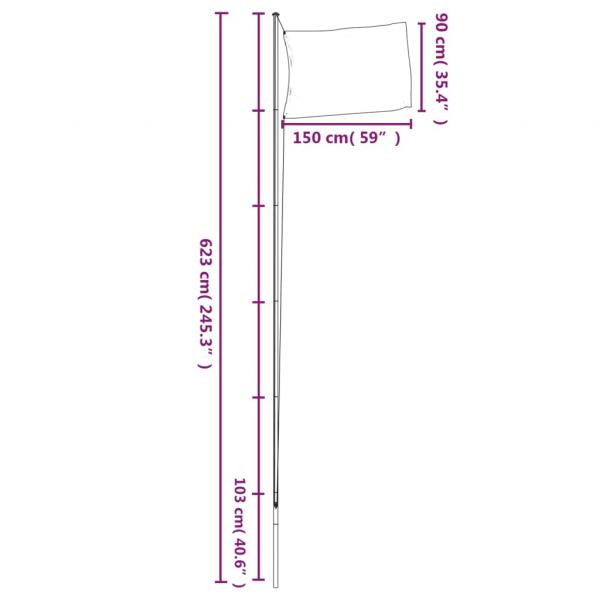 Flagge Dänemarks mit Mast 6,23 m Aluminium