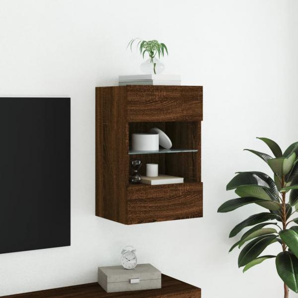 TV-Wandschrank mit LED-Leuchten Braun Eichen-Optik 40x30x60,5cm