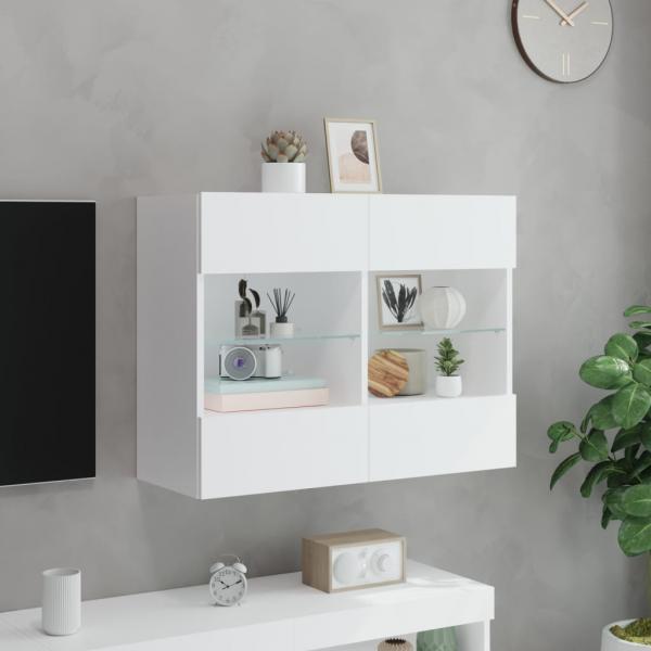 TV-Wandschrank mit LED-Leuchten Weiß 78,5x30x60,5 cm