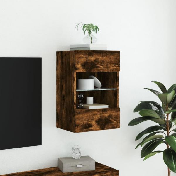 TV-Wandschrank mit LED-Leuchten Räuchereiche 40x30x60,5 cm