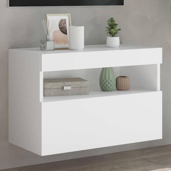 ARDEBO.de - TV-Wandschrank mit LED-Leuchten Weiß 60x30x40 cm