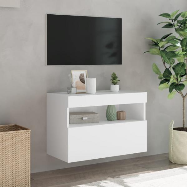 TV-Wandschrank mit LED-Leuchten Weiß 60x30x40 cm