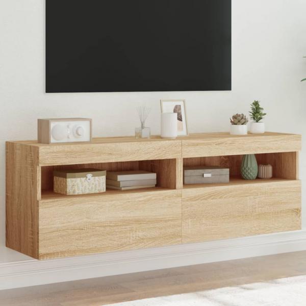 ARDEBO.de - TV-Wandschränke mit LED-Leuchten 2 Stk. Sonoma-Eiche 60x30x40cm