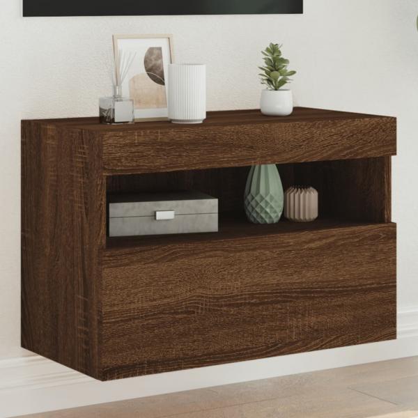 ARDEBO.de - TV-Wandschrank mit LED-Leuchten Braun Eichen-Optik 60x30x40 cm