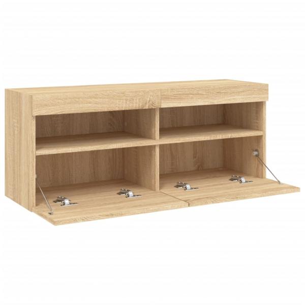 TV-Wandschrank mit LED-Leuchten Sonoma-Eiche 100x30x40 cm