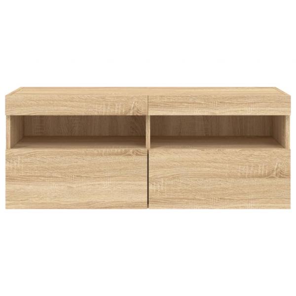 TV-Wandschrank mit LED-Leuchten Sonoma-Eiche 100x30x40 cm