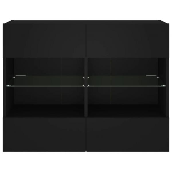 TV-Wandschrank mit LED-Leuchten Schwarz 78,5x30x60,5 cm