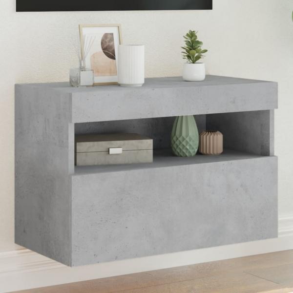 ARDEBO.de - TV-Wandschrank mit LED-Leuchten Betongrau 60x30x40 cm